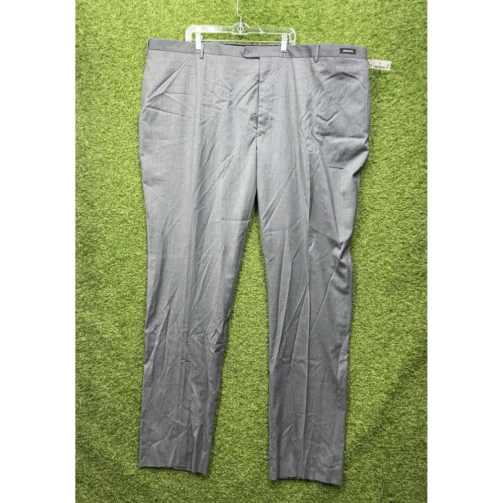 Jos A Bank Traveler Pants Mens 56L Wool Tailored Fit Gray Charcoal Dress NWT
